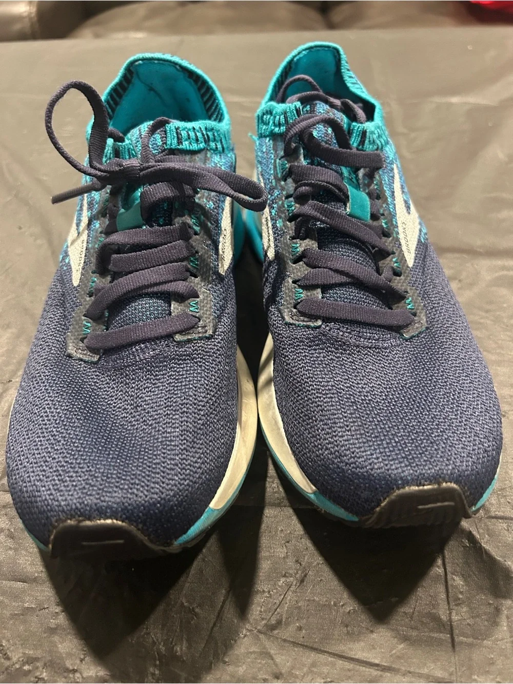 Brooks Navy and Teal Knit Running Sneakers
